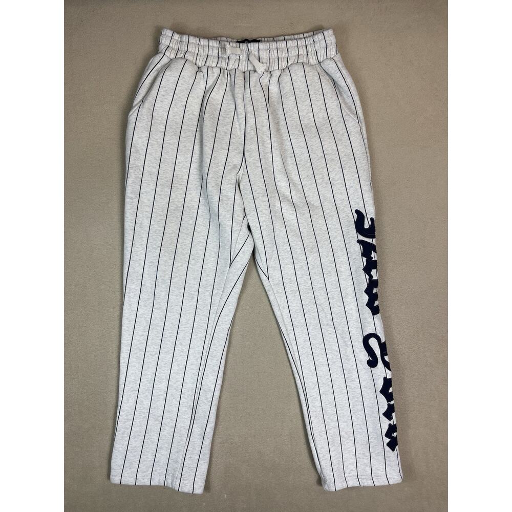 Saint Potential Pants Mens XL White Striped New York Embroidered Relaxed‎ Sweat
